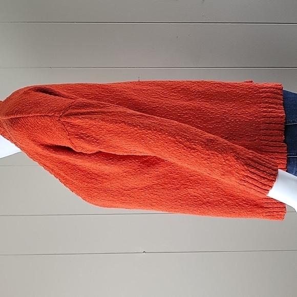Marled Reunited Clothing 100% Cotton Knit Orange Textured 3/4 Sleeve Cardigan Sw - Picture 9 of 16